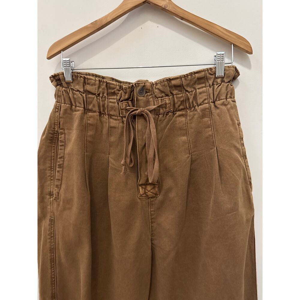 Free People Margate Pleated Trousers Tamarind Brown Size Med High Rise Boho - Picture 3 of 6
